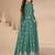 Green embroidery & sequins work chinnon silk  anarkali pant - free size stitching (size upto 42")
