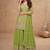 Lime green embroidery & sequins work chinnon silk straight  palazzo - free size stitching (size upto 42")
