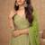 Lime green embroidery & sequins work chinnon silk straight  palazzo - free size stitching (size upto 42")