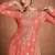 Peach embroidery & sequins work chinnon silk straight  palazzo - free size stitching (size upto 42")