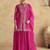 Pink embroidery & sequins work chinnon  silk straight  palazzo - free size stitching (size upto 42")