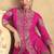 Pink embroidery & sequins work chinnon  silk straight  palazzo - free size stitching (size upto 42")