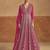 Pink embroidery & sequins work chinon gown  - free size stitching (size upto 42")