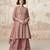 Mauve zari embroidery , sequins &  gota work chinon georgette anarkali palazzo - free size stitching (size upto 42")