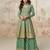 Sea green zari embroidery , sequins &  gota work chinon georgette anarkali palazzo - free size stitching (size upto 42")