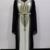 Black & White Designer Stitched Kaftan Dress with Golden Hand Embroidery and Belt