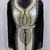 Black & White Designer Stitched Kaftan Dress with Golden Hand Embroidery and Belt