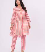 Orange/white stripe  cotton co-ord set