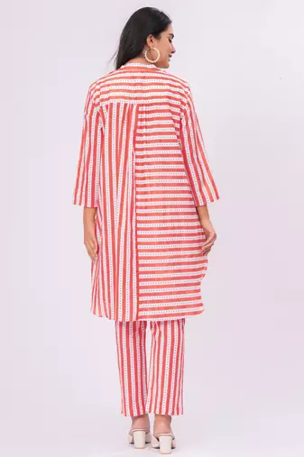 Orange/white stripe  cotton co-ord set