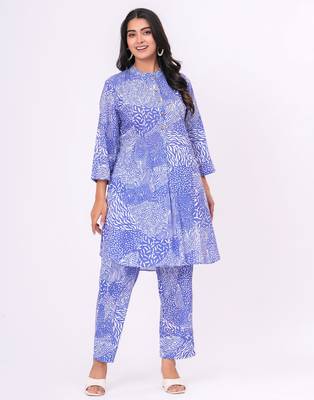 Blue abstract  cotton co-ord set 1