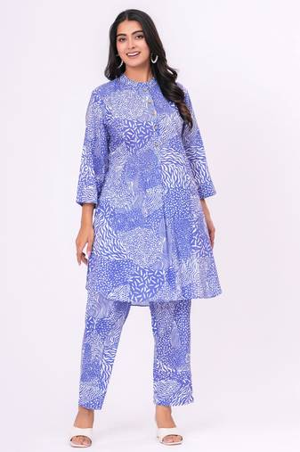 Blue abstract  cotton co-ord set