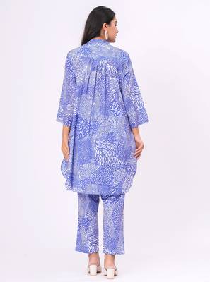 Blue abstract  cotton co-ord set 2