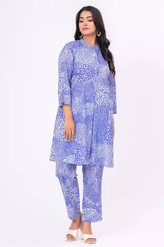 Blue abstract  cotton co-ord set