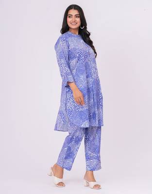 Blue abstract  cotton co-ord set 4
