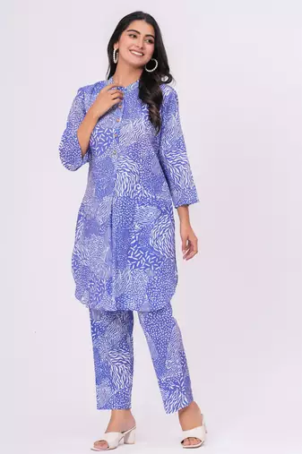Blue abstract  cotton co-ord set