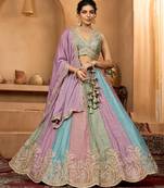 Lavender- Georgette Fabric Sequins embroidery Semi-Stitched Lehenga & Unstitched Blouse With Dupatta