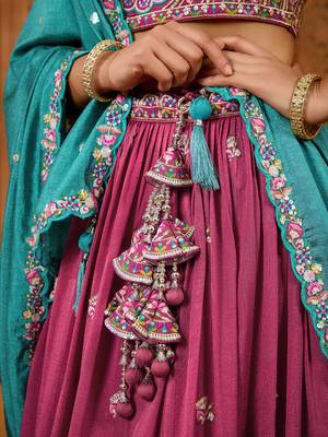 Rosegold- Silk Fabric Sequins embroidery Lehenga & Unstitched Blouse With Dupatta 2