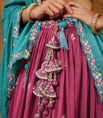 Rosegold- Silk Fabric Sequins embroidery Semi-Stitched Lehenga & Unstitched Blouse With Dupatta