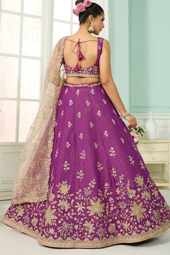 Burgundy- Georgette Fabric Sequins embroidery Semi-Stitched Lehenga & Unstitched Blouse With Dupatta