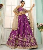 Burgundy- Georgette Fabric Sequins embroidery Semi-Stitched Lehenga & Unstitched Blouse With Dupatta