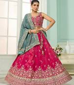 Pink- Silk Fabric Sequins embroidery Semi-Stitched Lehenga & Unstitched Blouse With Dupatta