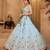 Turquoiseblue- Tissue Fabric Sequins embroidery Semi-Stitched Lehenga & Unstitched Blouse With Dupatta