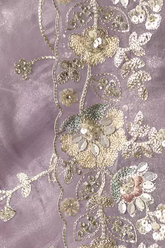 Lavender tissue silk sequince & resham work heavy designer saree