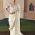 White tissue silk sequince & resham work heavy designer saree