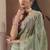 Pista tissue silk sequince & resham work  cut work border heavy designer saree