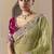 Olive tissue silk sequince & resham work cut work border heavy designer saree