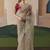Coffee oraganza sequince & resham work cut work border heavy designer saree
