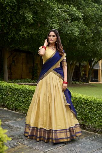 Regal Elegance Kanchipuram Zari Weaving Chaniya Choli Full stitched Free size