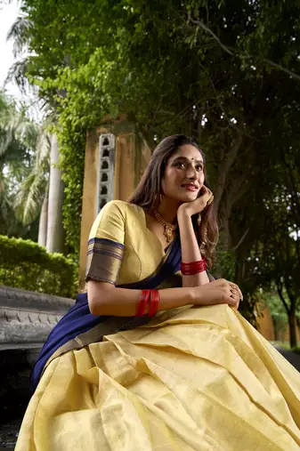 Regal Elegance Kanchipuram Zari Weaving Chaniya Choli Full stitched Free size