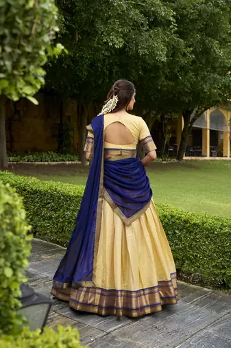 Regal Elegance Kanchipuram Zari Weaving Chaniya Choli Full stitched Free size