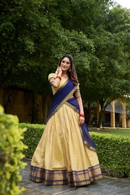 Regal Elegance Kanchipuram Zari Weaving Chaniya Choli Full stitched Free size 5