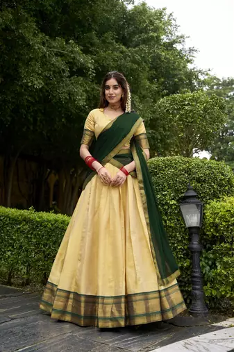 Regal Elegance Kanchipuram Zari Weaving Chaniya Choli Full stitched Free size