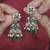 Attractive pear and round shape gold plated green kundan stone dangle earring for women and girls