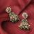 Attractive pear and round shape gold plated green kundan stone dangle earring for women and girls