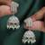 Creative square shape silver plated light green kundan stone jhumki earring for women and girls