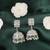 Creative square shape silver plated light green kundan stone jhumki earring for women and girls