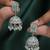Designer square shape silver plated sky blue kundan stone jhumki earring for women and girls