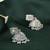 Designer square shape silver plated sky blue kundan stone jhumki earring for women and girls