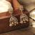 Round and pear shape silver plated pearl brown kundan stone jhumki earring for women and girls