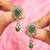 Ethnic oval and leaf design gold plated green kundan stone dangle earring for women and girls