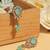 Oval and leaf design gold plated sky blue kundan stone dangle earring for women and girls