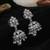 Round and pear shape silver plated white kundan stone brass jhumki earring for women and girls