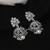 Round and pear shape silver plated white kundan stone brass jhumki earring for women and girls