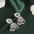 Lavish leaf and pear shape silver plated green kundan stone brass jhumki earring for women and girls