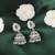 Lavish leaf and pear shape silver plated green kundan stone brass jhumki earring for women and girls
