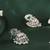 Lavish leaf and pear shape silver plated green kundan stone brass jhumki earring for women and girls